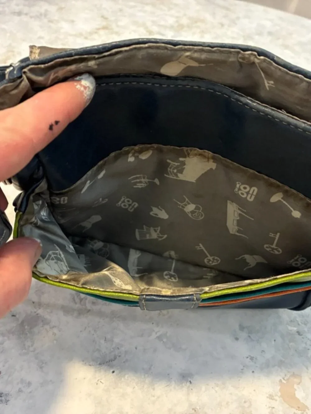 Noi Noi Slate Blue Vegan Leather Crossbody Messenger Bag